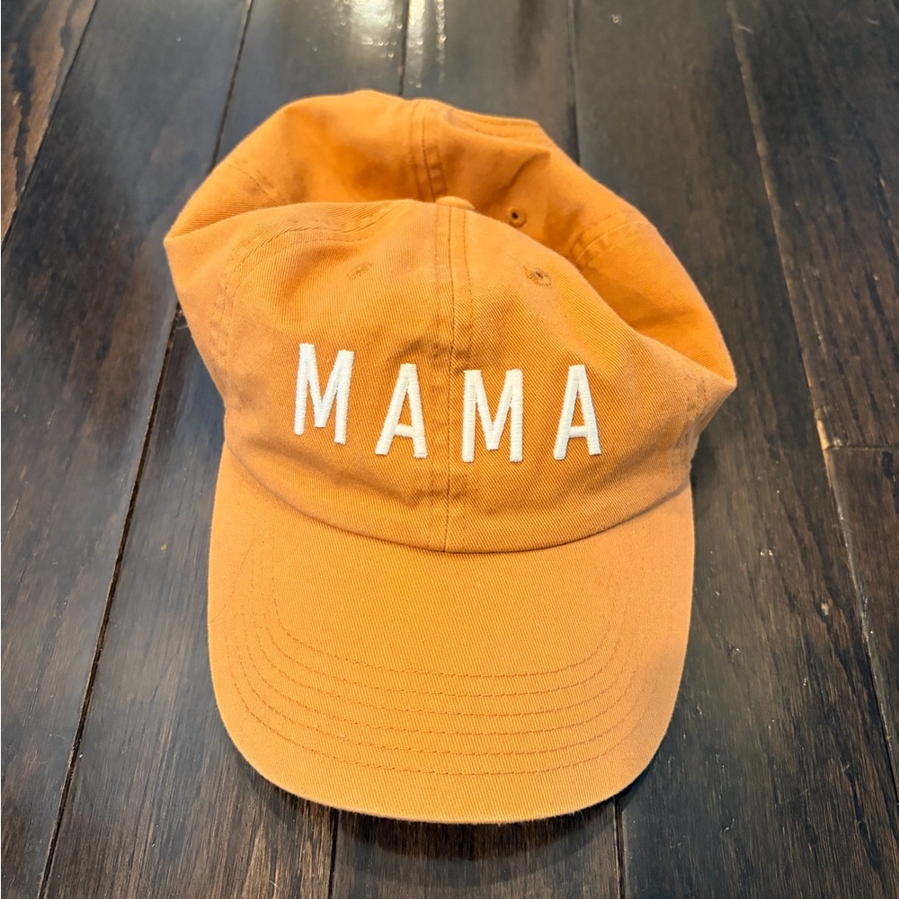 MAMA Embroidered Orange Cotton Baseball Cap